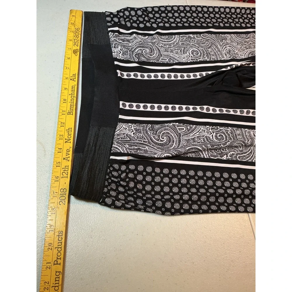 INC‎ International Concepts Womens 0X Paisley Polka Dot Wide Leg Pants Black